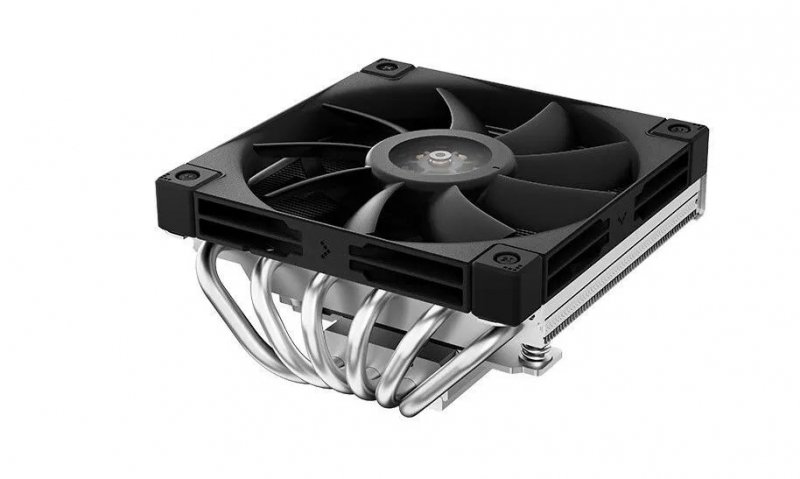 Кулер DEEPCOOL AN600 LGA1700/1200/115X/AM5/AM4 67mm (TDP 180W, PWM, White LED Fan 120mm, 6 тепл. трубок, Copper Base, черный) Ret