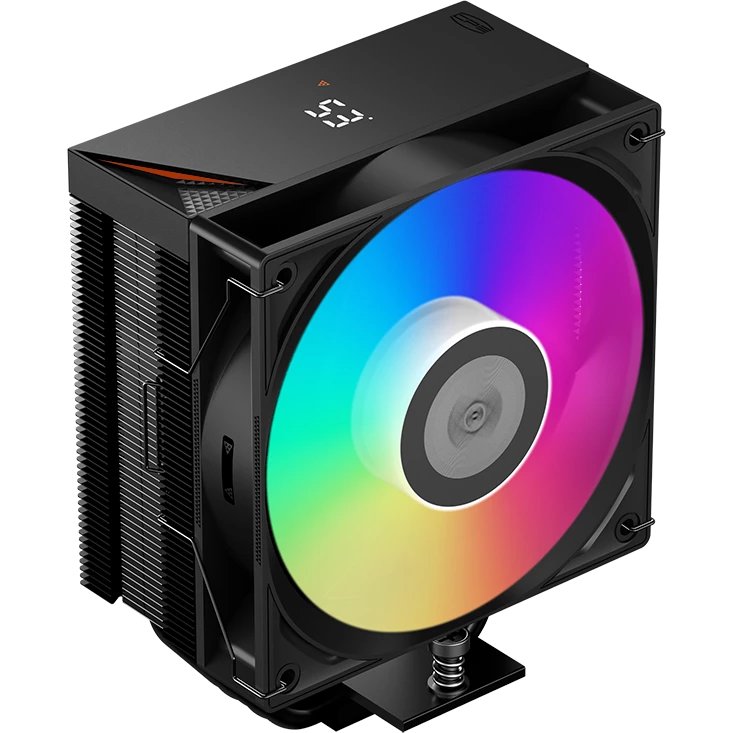 Кулер PcCooler RT500 Digital ARGB BK (240W, 4-pin PWM, LED temp., 152mm, Al/Cu, 5x6mm, 1x120mm, 73.32CFM, 34.9dBA, 2200RPM)