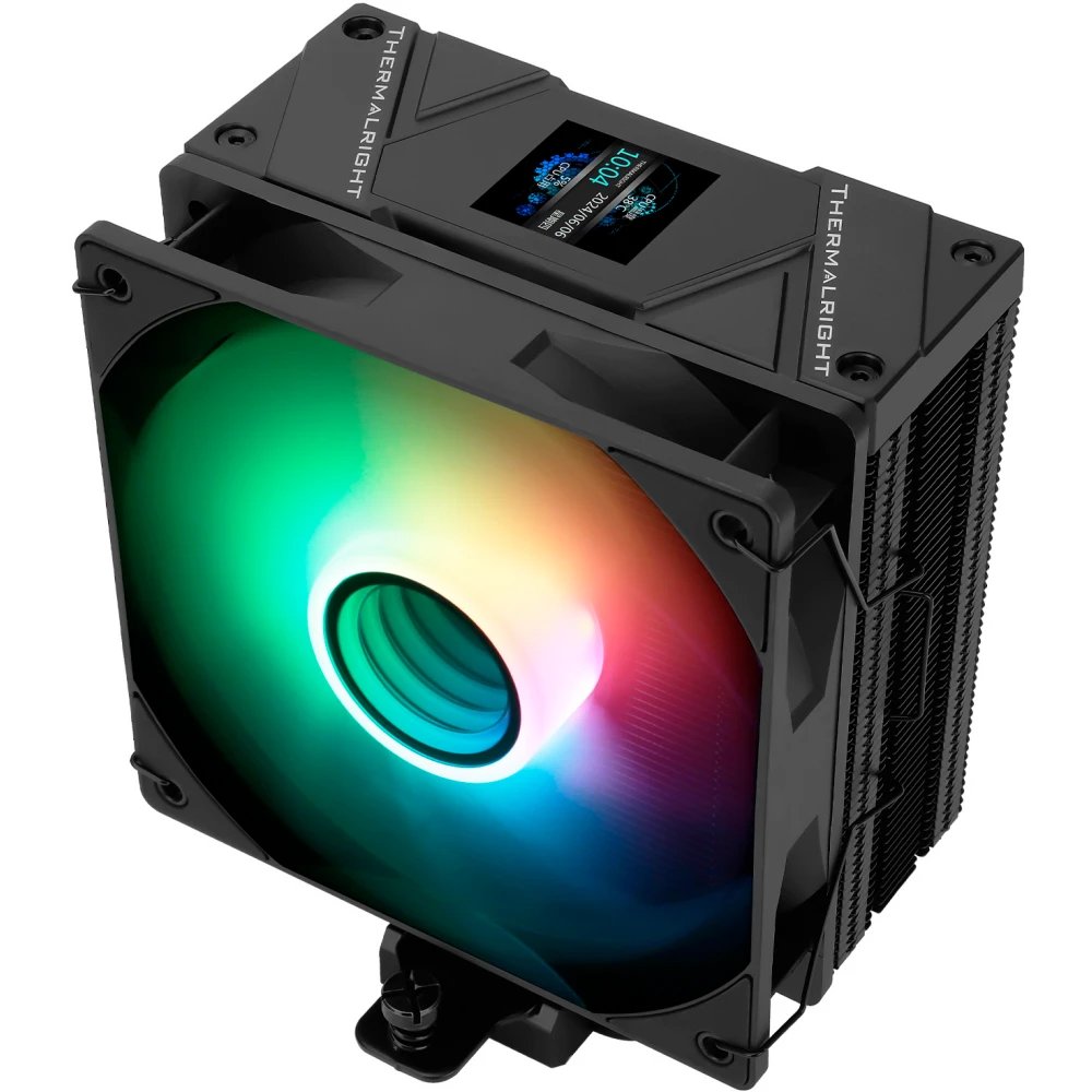 Кулер Thermalright Assassin Spirit 120 Vision Black ARGB (AS120-Vision-BL-ARGB) Soc-AM5/AM4/1200/1700/1851 черный 4-pin 27dB Al+Cu LCD Ret