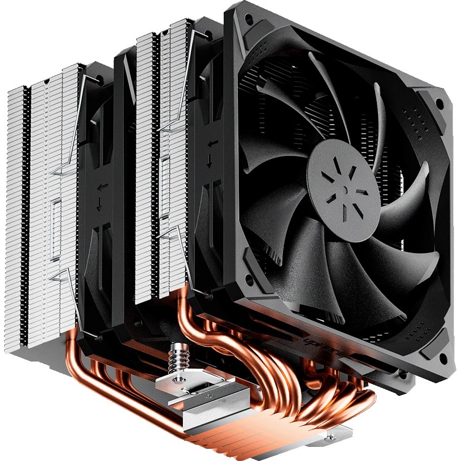 Кулер upHere D6SEK Black / 6HPx6mm, 260W TDP, dual tower, 2x120mm fans, 600-1600RPM, 68.2 CFM, 25dBA