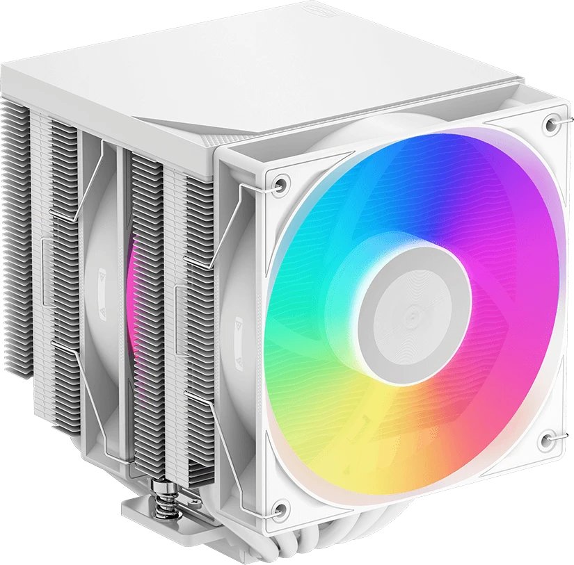 Кулер PcCooler RT620Pro TC ARGB WH White (265W, 4-pin PWM, 157.5mm, Al/Cu, 6x6mm, 2x120mm, 73.32CFM, 34.9dBA, 2200RPM, S 1851/1700)