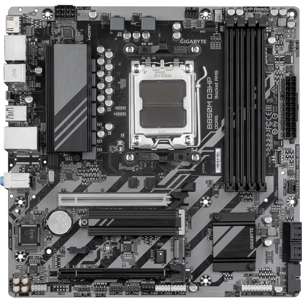 MB sAM5 Gigabyte B850M D3HP, AMD B850, 4xDDR5-5200 МГц, 2xPCI-Ex16, 2xM.2, Micro-ATX