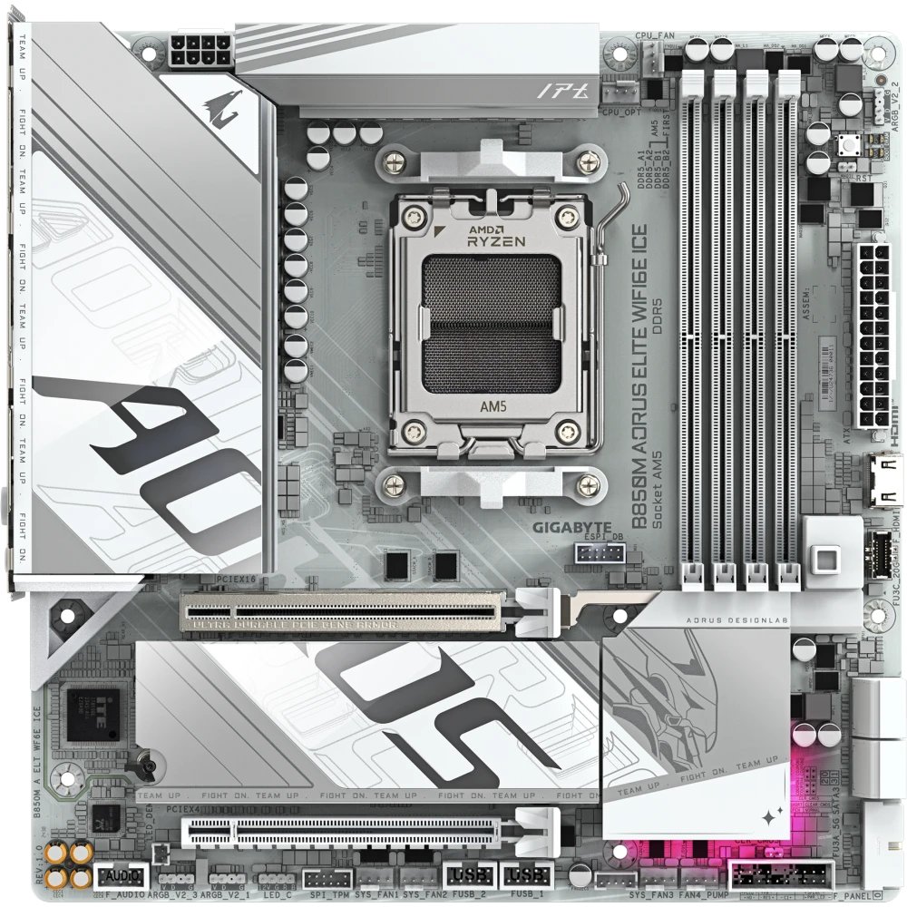 Материнская плата Gigabyte B850M Aorus Elite Wifi6E Ice, RTL