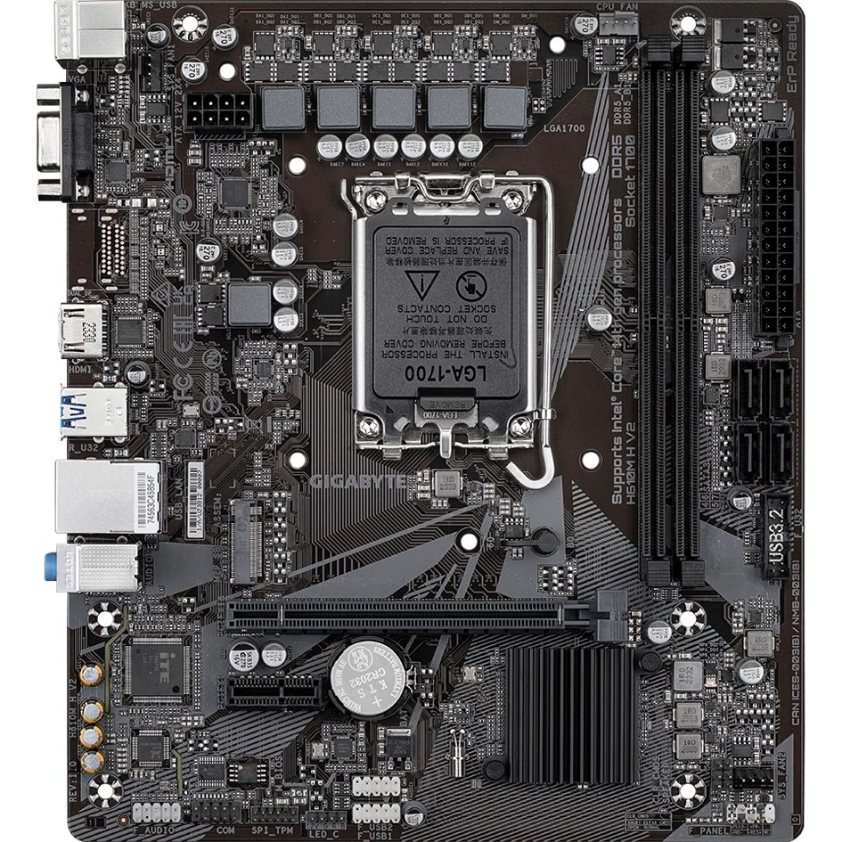 MB s1700 Gigabyte H610M H V2, Intel H610, 2xDDR5-5600 МГц, 1xPCI-Ex16, 1xM.2, Micro-ATX