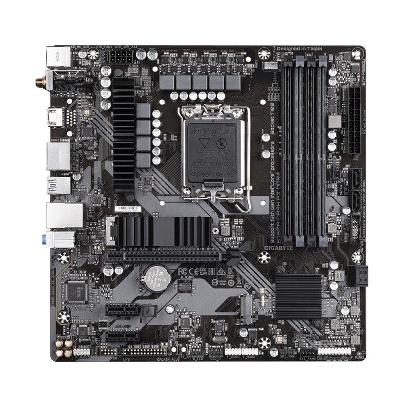 MB s1700 Gigabyte B760M DS3H AX DDR4, Intel B760, 4xDDR4-3200 МГц, 1xPCI-Ex16, 2xM.2, Micro-ATX