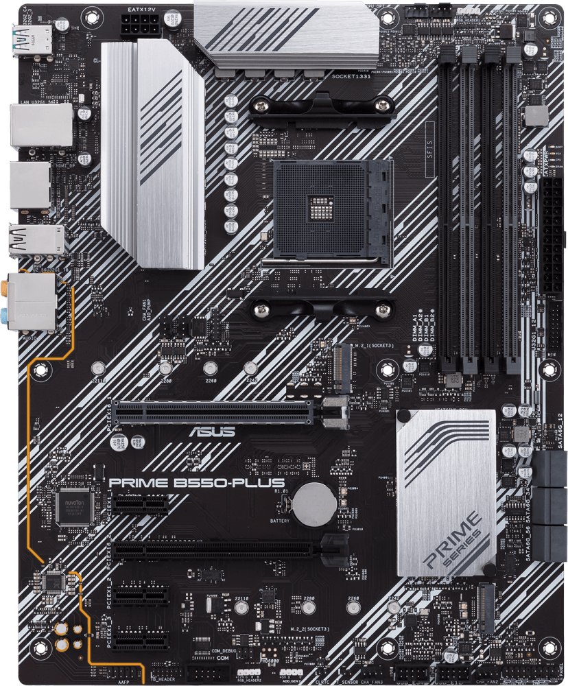 MB sAM4 ASUS PRIME B550-PLUS 90MB14U0-M0EAY0 ATX 4xDDR4 2хPCIEx16 3хPCIEx1 2xM.2 USB-C DP HDMI GLAN RTL(10)