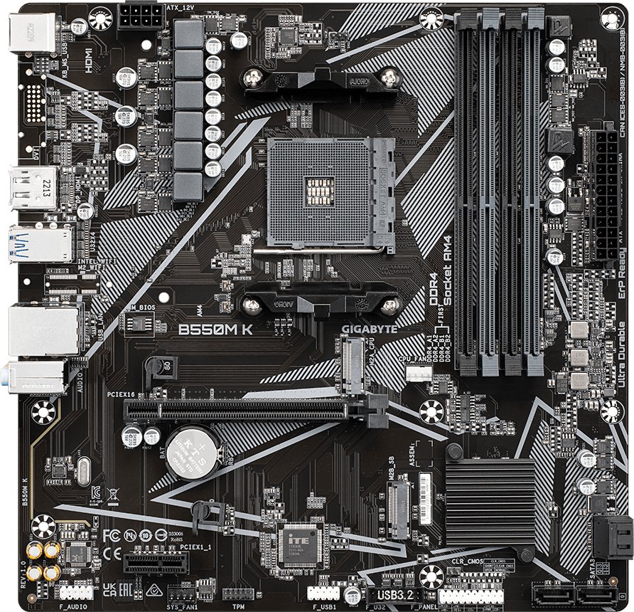 MB sAM4 Gigabyte B550M K AMD B550 4xDDR4 mATX AC`97 8ch(7.1) GbLAN RAID+HDMI+DP
