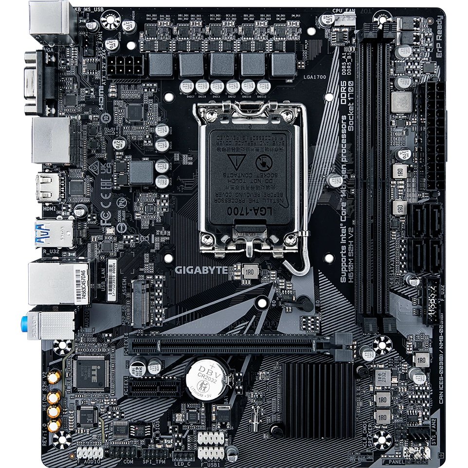 MB s1700 Gigabyte H610M S2H V2, Intel H610, 2xDDR5-5600 МГц, 1xPCI-Ex16, 1xM.2, Micro-ATX