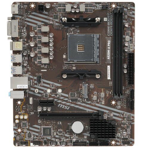 MB sAM4 MSI A520M-A PRO (A520, AM4, 2xDDR4, 1x PCI-E 3.0 x16 slot,1x M.2 slot,4x USB 3.2 Gen1,2x USB 2.0,1x HDMI,1x DVI-D,Gigabit LAN.