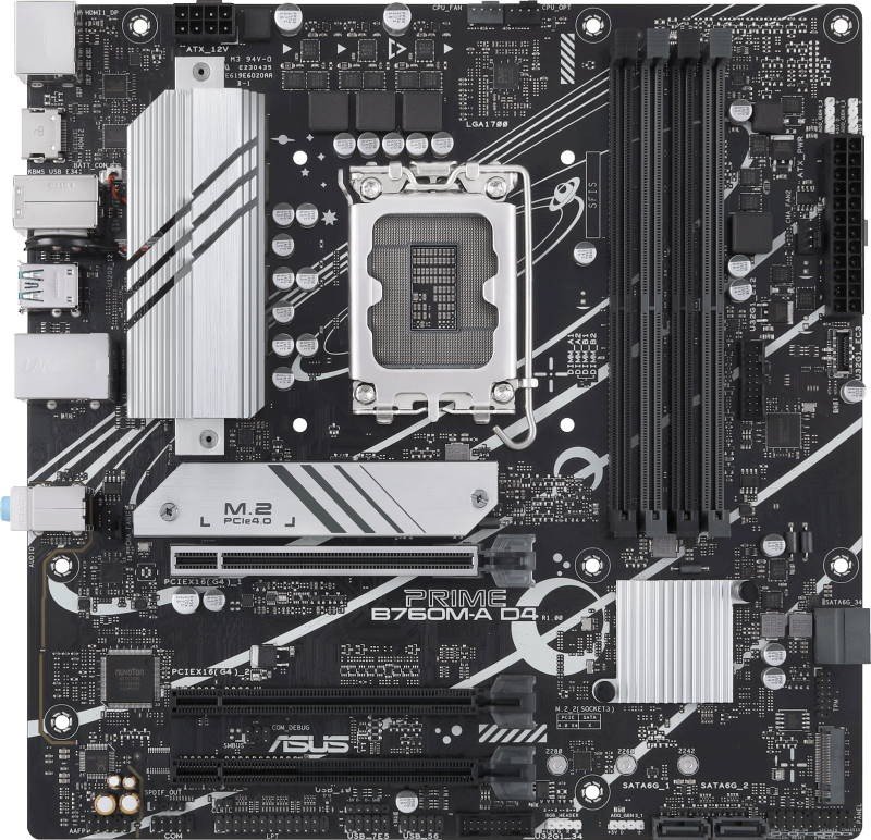 MB s1700 ASUS PRIME B760M-A D4-CSM mATX 4xDDR4 3xPCI-Ex16 2xM.2 DP 2xHDMI 2.5GLAN 90MB1D00-M1EAYC