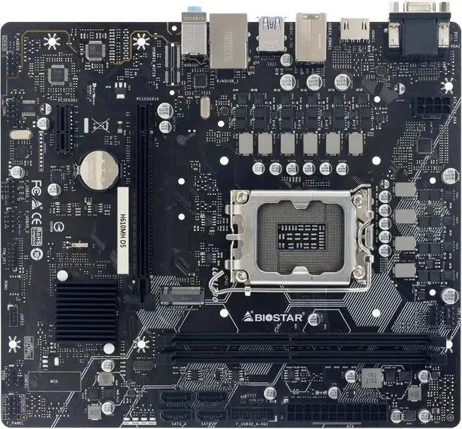 MB s1700 BIOSTAR H610MH D5 Intel H610, 2xDDR5-5600 МГц, 1xPCI-Ex16, 1xM.2, Micro-ATX
