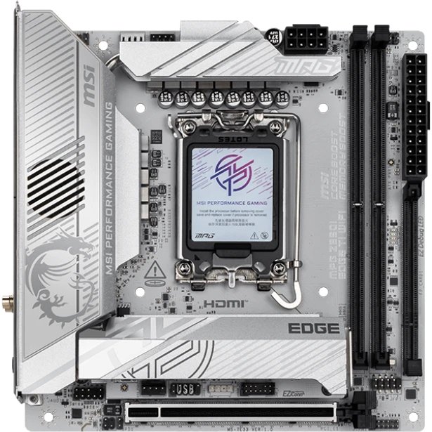 Материнская плата MSI MPG Z890I Edge Ti Wifi Z890, LGA1851, 4*DDR5, 2*PCIEx16, 1*PCIEx1, 5*M.2, 2*TypeC, 4*USB3.2Gen2, 6*USB3.2Gen1, 5*USB2.0, 4*SATA3
