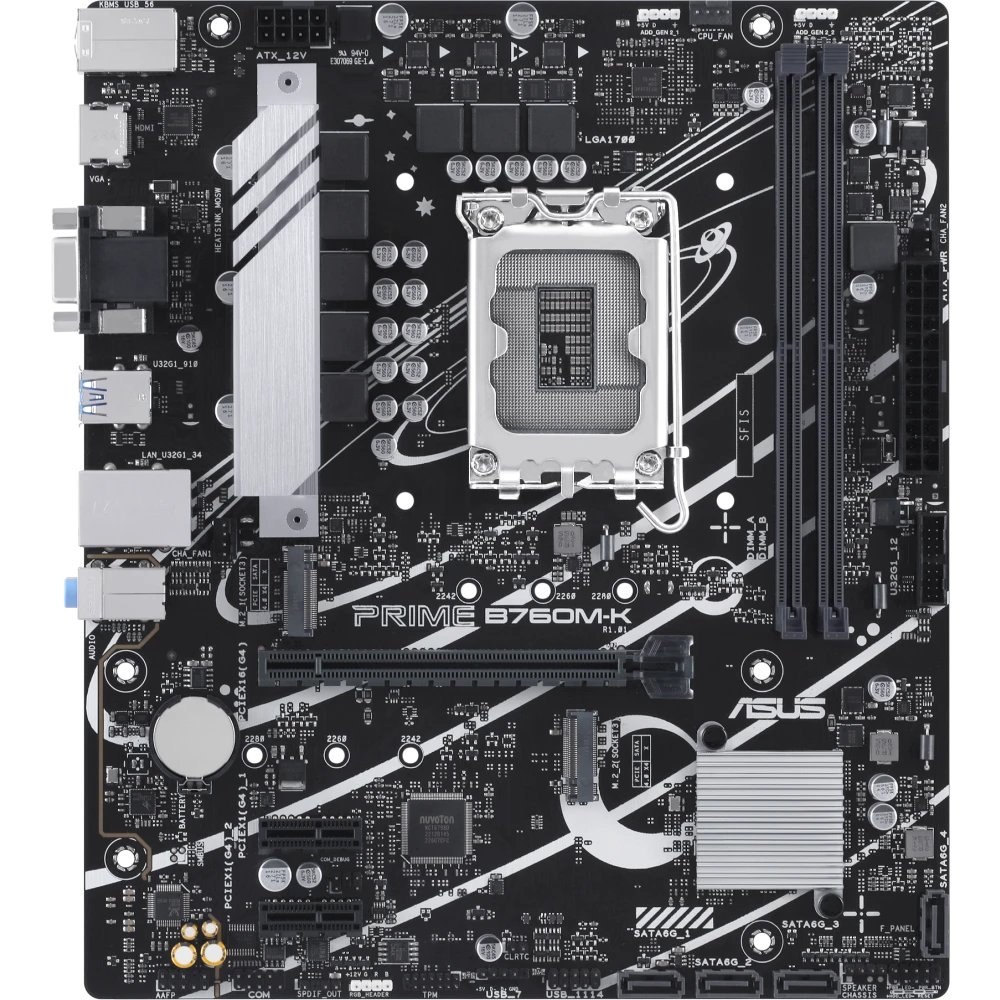 MB s1700 ASUS PRIME 90MB1FI0-M1EAY0 B760M-K mATX 2xDDR5 PCIEx16 2xPCIEx1 2xM.2 HDMI VGA 2.5GLAN