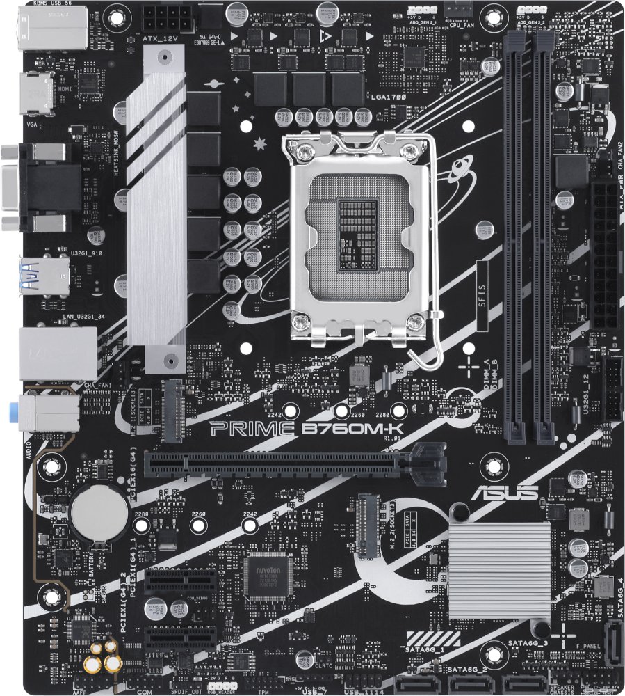 MB s1700 ASUS PRIME B760M-K mATX 2xDDR5 PCIEx16 2xPCIEx1 2xM.2 HDMI VGA 2.5GLAN 90MB1FI0-M0EAY0