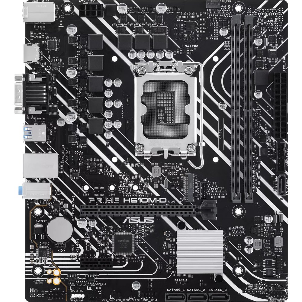 MB s1700 ASUS PRIME H610M-D mATX 2xDDR5 PCIEx16 PCIEx1 M.2 HDMI 2хVGA 1GLAN (90MB1G80-M0EAY0)