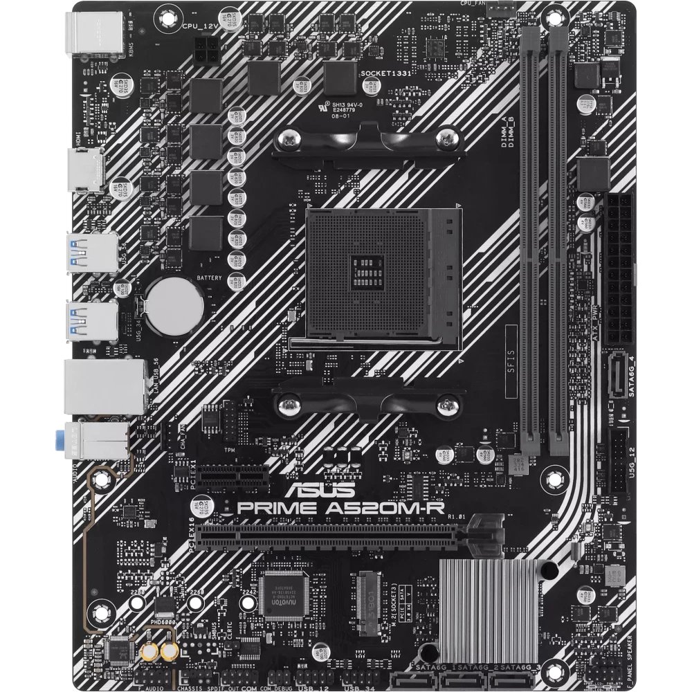MB sAM4 ASUS Prime A520M-R 90MB1H60-M0EAY0, AMD A520, 2xDDR4-3200 МГц, 1xPCI-Ex16, 1xM.2, Micro-ATX