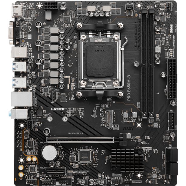MB sAM5 MSI PRO B650M-B, 2xDDR5,1PCI-Ex16,1PCI-Ex1,1M.2,4SATA3,6USB3.2 Gen1,6USB2.0,HD Audio
