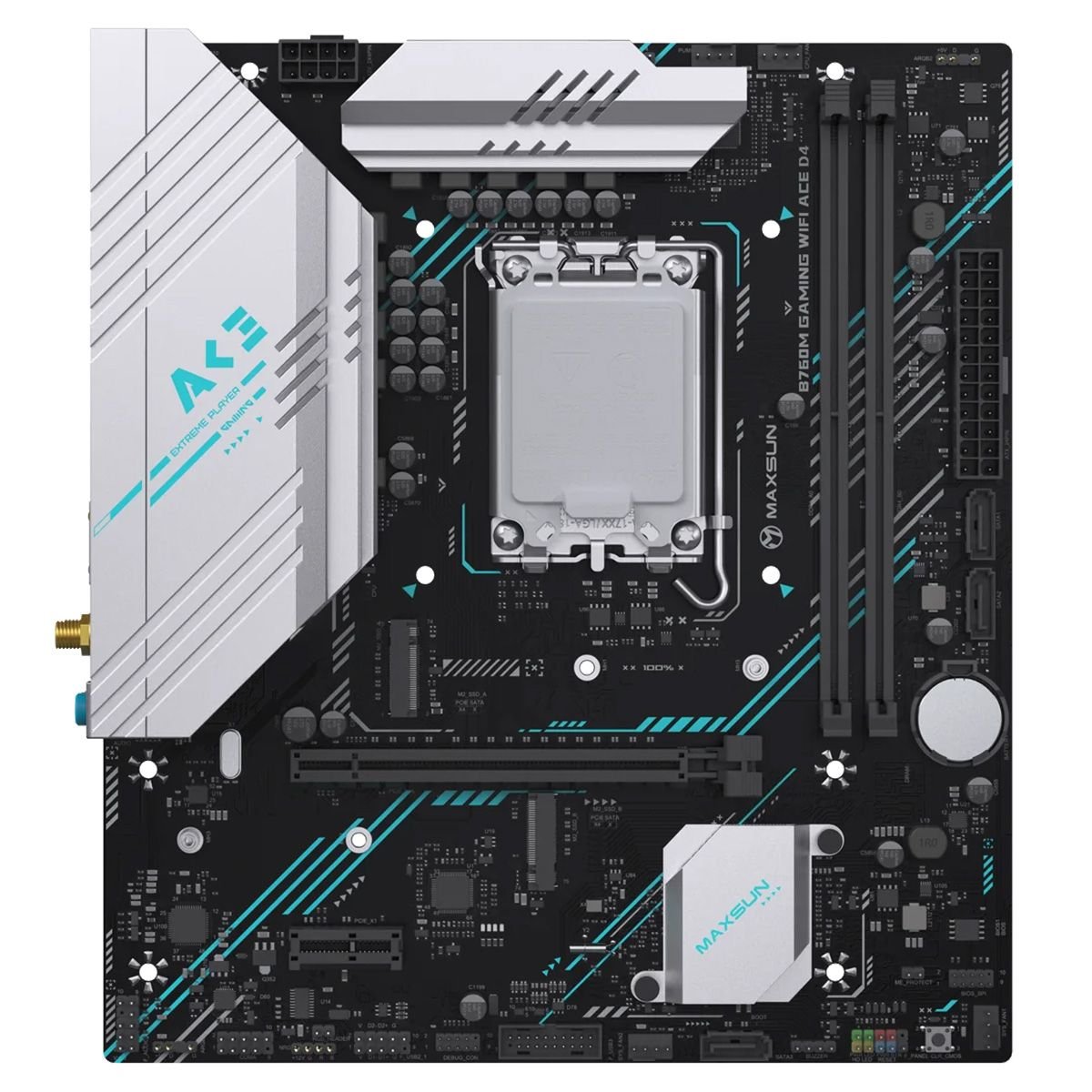 MB s1700 Maxsun MS-B760M Gaming Wifi Ace D4 (6940709660720), 2*DDR4, 1*PCIEx16, 1*PCIEx1, 2*M.2, 6*USB3.2Gen1, 4*USB2.0, 3*SATA3.0, 1G, DP, HDMI, M-ATX, RTL