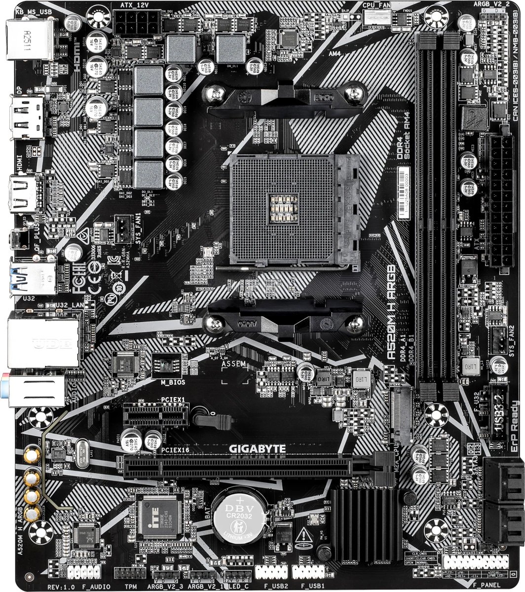 Материнская плата Gigabyte A520M H ARGB