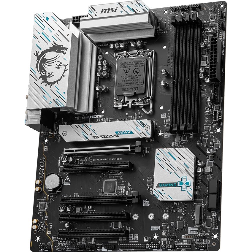 MB s1700 MSI B760 Gaming Plus Wifi DDR4, Intel B760, 4xDDR4-3200 МГц, 5xPCI-Ex16, 2xM.2, Standard-ATX