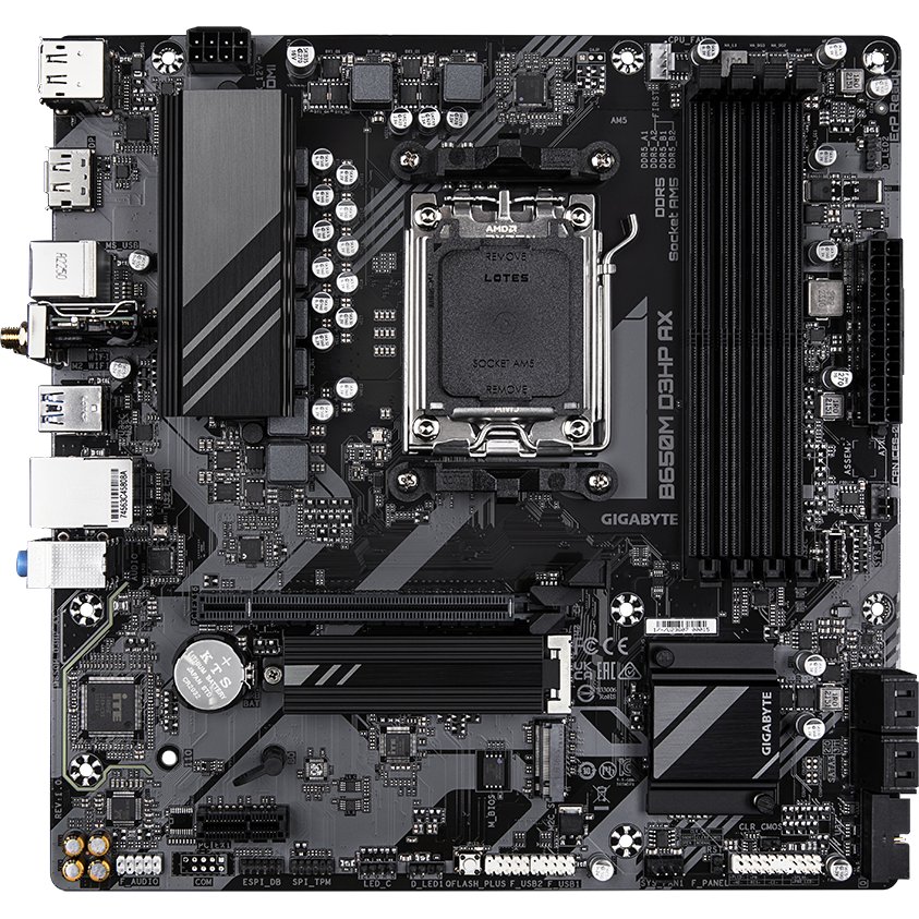 MB sAM5 Gigabyte B650M D3HP AX, AMD B650, 4xDDR5-5200 МГц, 1xPCI-Ex16, 2xM.2, Micro-ATX