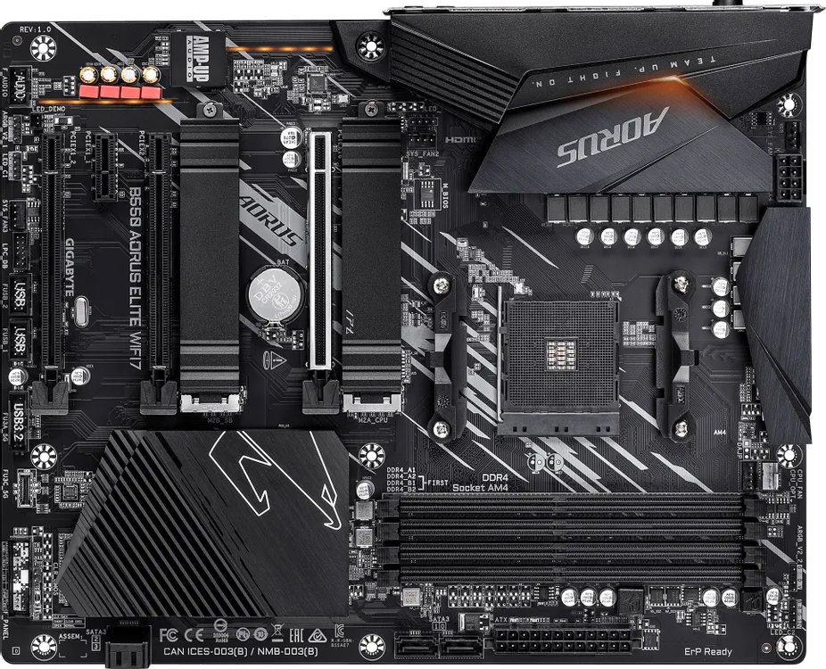 Материнская плата Gigabyte B550M X Aorus Elite Wifi7 Soc-AM4 AMD B550 4xDDR4 mATX AC`97 8ch(7.1) 2.5Gg RAID+HDMI+DP
