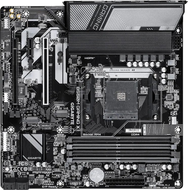 Материнская плата Gigabyte B550M Gaming X Soc-AM4 AMD B550 4xDDR4 mATX AC`97 8ch(7.1) GbLAN RAID+HDMI+DP