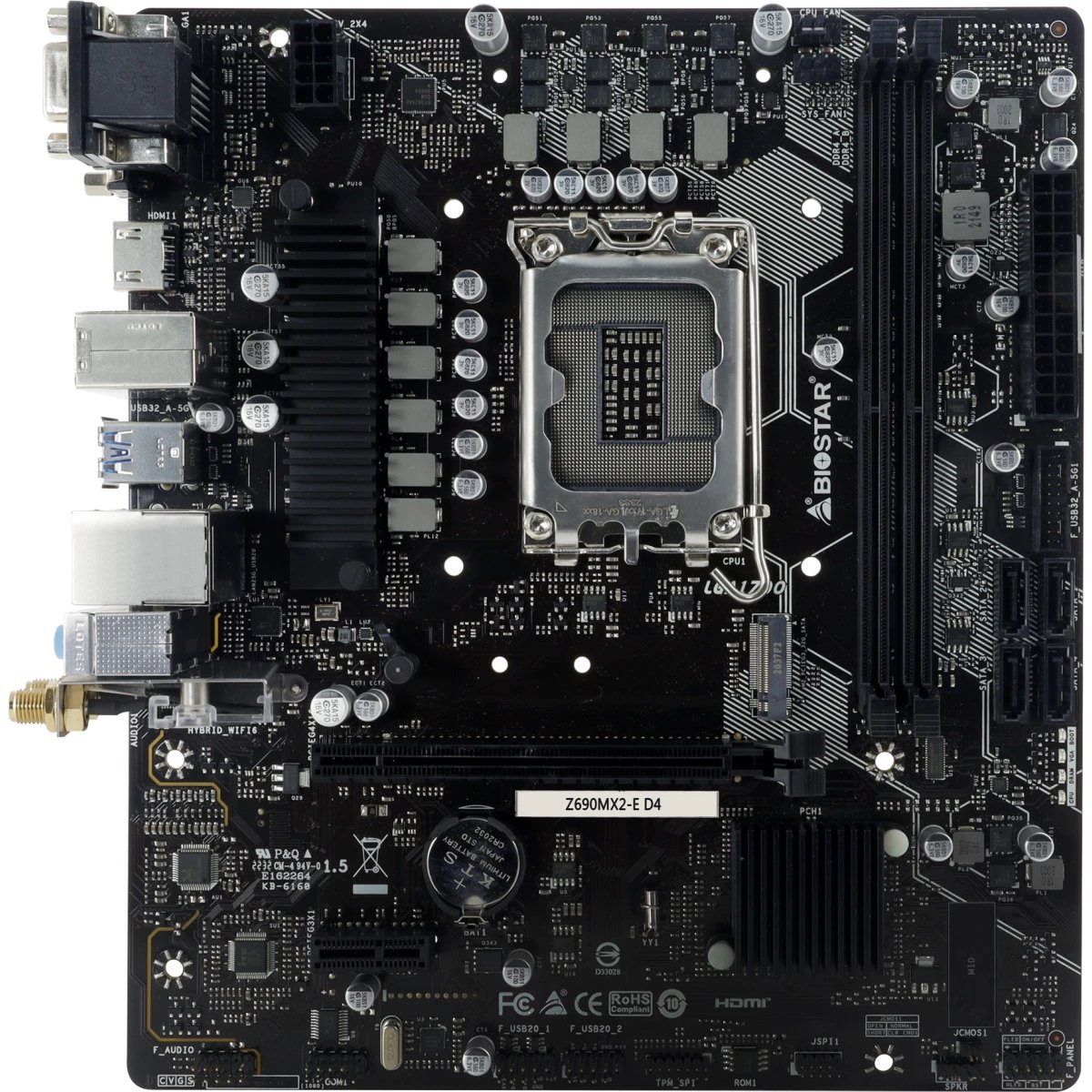 Материнская плата Biostar Z690MX2-E D4, LGA 1700, Intel Z690, mATX, Ret