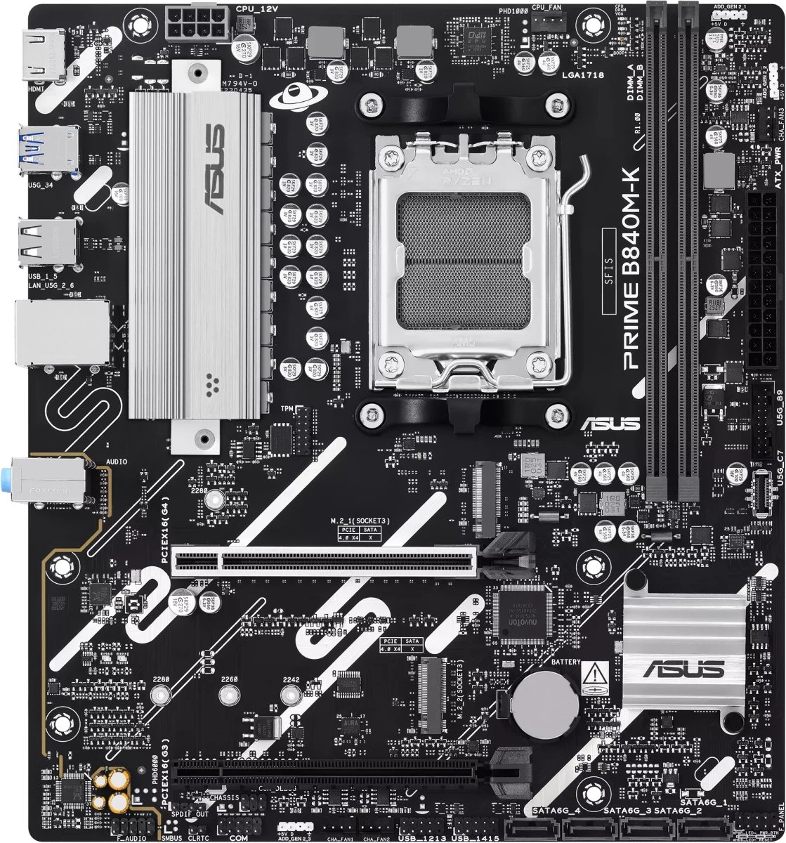 Материнская плата ASUS Prime B840M-K, Socket AM5, AMD B840, mATX, Ret