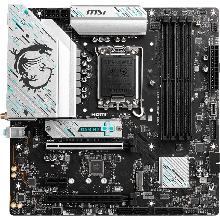 MB s1700 MSI B760M Gaming Plus Wifi, Intel B760, 4xDDR5-5600 МГц, 2xPCI-Ex16, 2xM.2, Micro-ATX