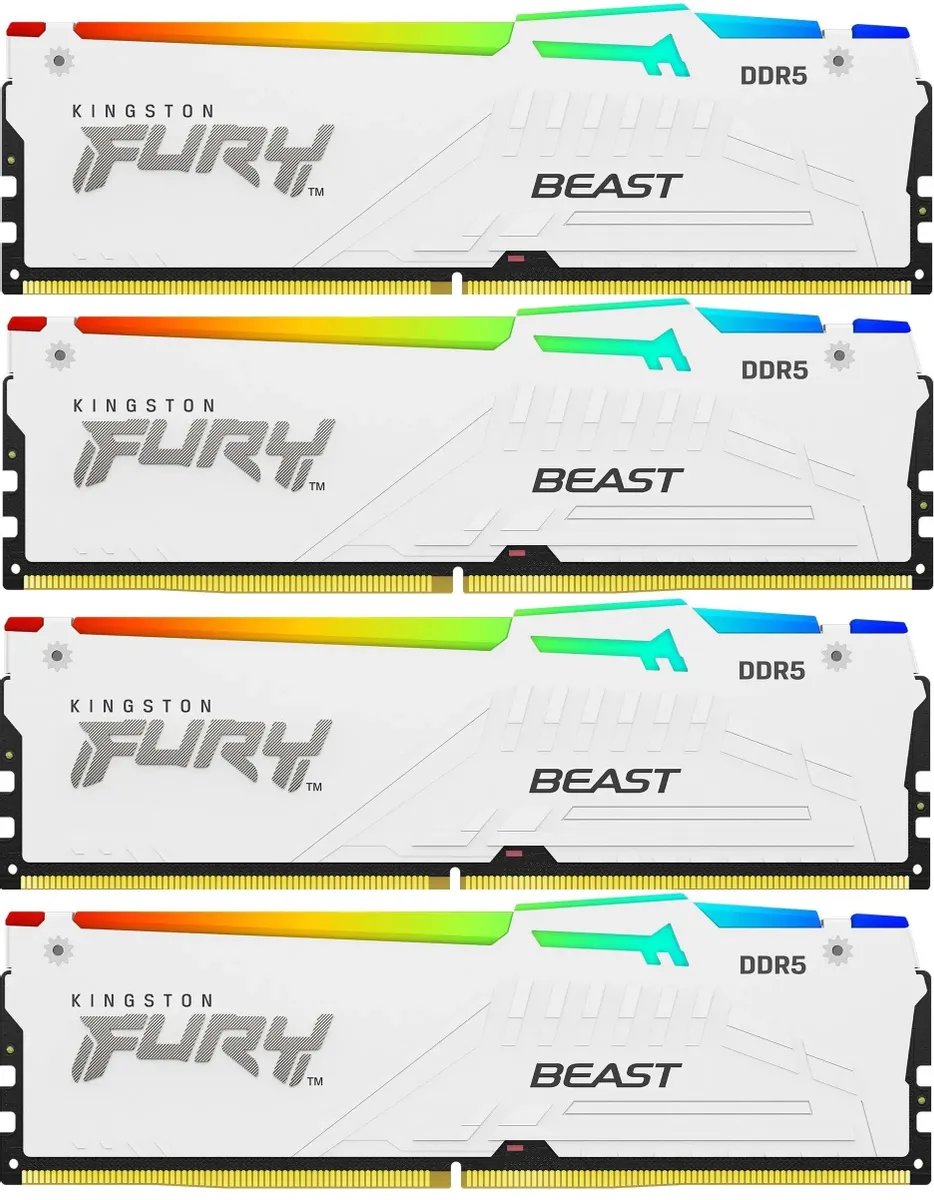 ОЗУ Kingston Fury Beast KF552C40BWAK4-64 DDR5 - 4x 16ГБ 5200МГц, DIMM, White, Ret
