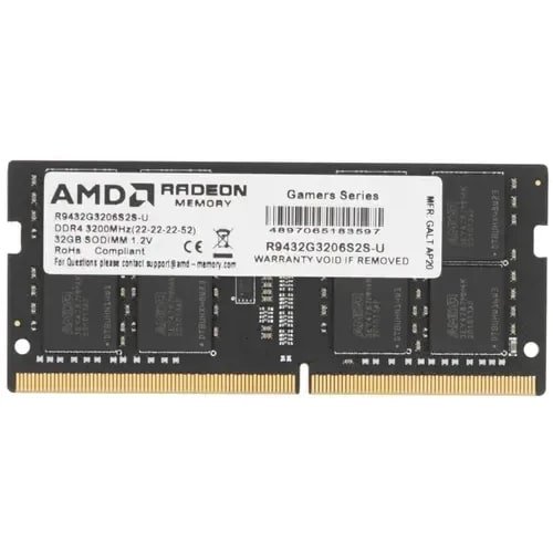 ОЗУ AMD Radeon R9 Gamer Series Gaming Memory R9432G3206S2S-U 32GB DDR4 3200 SO DIMM Non-ECC,  CL16, 1.2V,  RTL