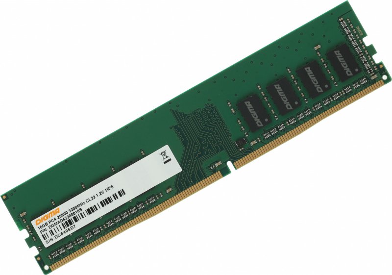 ОЗУ Digma DGMAD42666016S DDR4 16Gb 2666MHz RTL PC4-21300 CL19 DIMM 288-pin 1.2В single rank