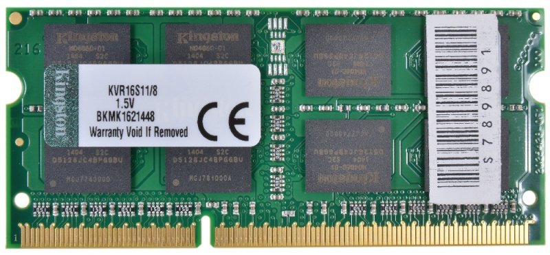 RAM SO-DIMM 8GB DDR3-1600 PC3-12800 Kingston ValueRAM, CL11, 1.5V, retail (KVR16S11/8)