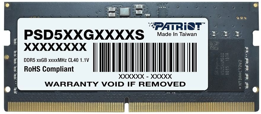 ОЗУ Patriot CL40 (PSD516G480081S) DDR5 16Gb 4800MHz RTL PC5-38400SO-DIMM 260-pin 1.1В dual rank
