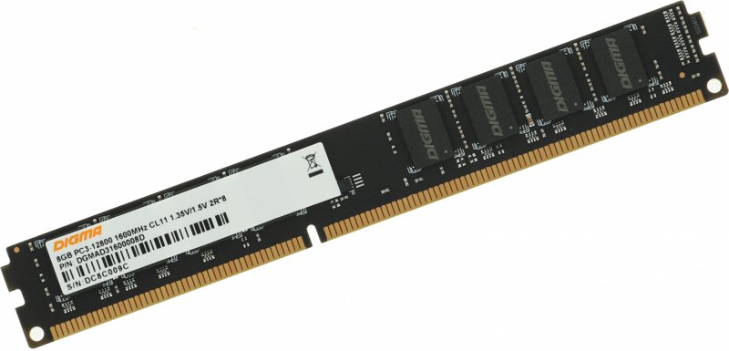 ОЗУ Digma DGMAD31600008D DDR3L 8Gb 1600MHz RTL PC3-12800 CL11 DIMM 240-pin 1.35В Низкопрофильная dual rank