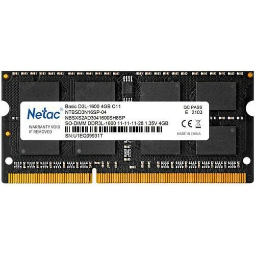 ОЗУ Netac NTBSD3N16SP-04 SO-DIMM DDR3L 4Gb PC12800 1600MHz CL11 1.35V