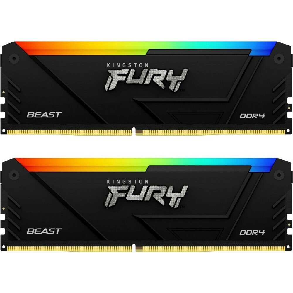 ОЗУ Kingston Fury Beast Black RGB XMP KF436C17BB2AK2/16 16GB DDR4 3600MHz DIMM kit 2x8Gb, CL17, 1.35V 288-pin Non-ECC