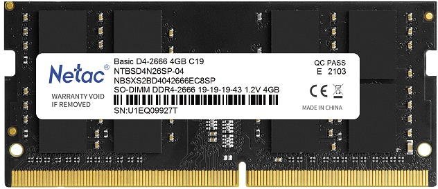 ОЗУ Netac Basic NTBSD4N26SP-04 4GB 2666MHz CL19 1.2V SO-DIMM DDR4