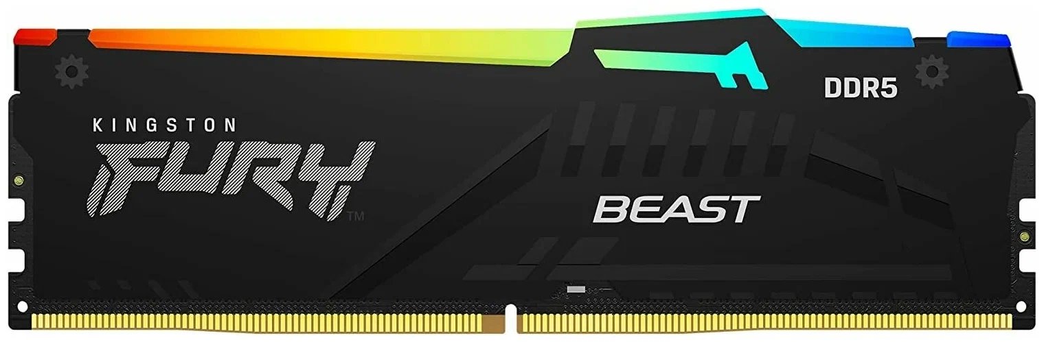 ОЗУ Kingston FURY Beast RGB XMP Gaming Memory (KF556C40BBAK2-16) DDR5 5600 16GB DIMM Non-ECC, CL40, 1.25V, (Kit of 2) 1RX16 40-40-40 28