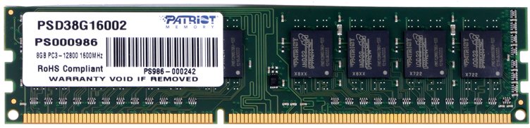 RAM 8GB DDR3-1600 PC3-12800 Patriot SignatureLine, CL11, 1.5V, retail (PSD38G16002)