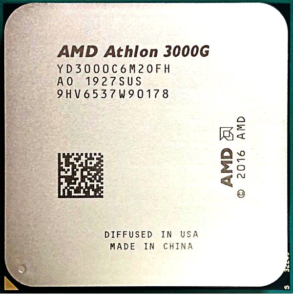 APU sAM4 AMD Athlon 3000G Tray (YD3000C6M2OFH) (3.50GHz, Picasso, 2C/4T, GPU: Radeon Vega 3 (192 Shader cores, 1000MHz), L2: 1MB, L3: 4MB, 12nm, 35W, DDR4-2666)