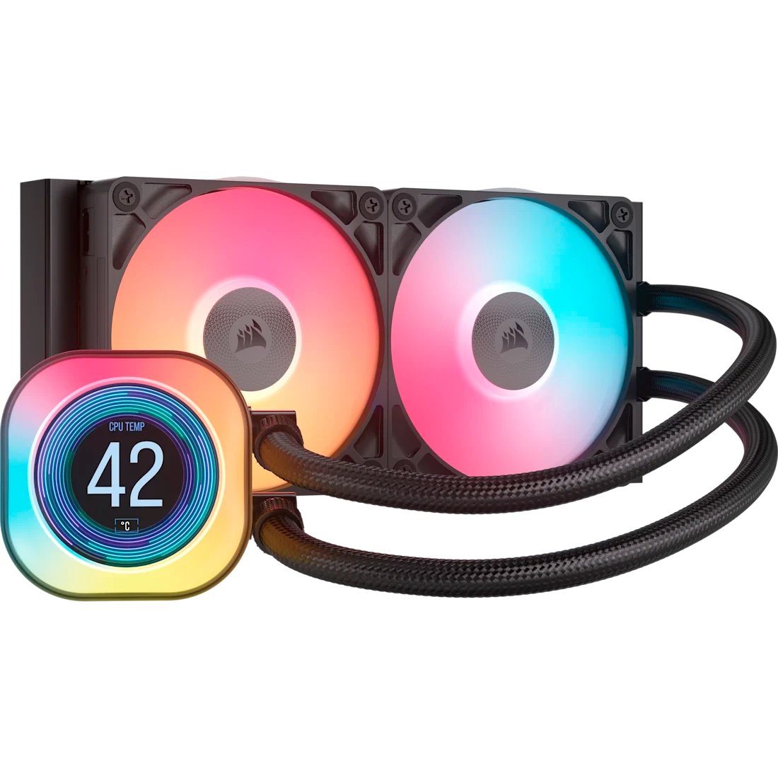СВО Corsair iCUE Link Titan 240 RX LCD (CW-9061022-WW) (240mm, Black, RGB/ Fans 2x120mm, 73.5CFM, 36dBA)