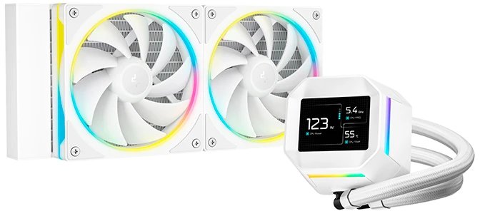 СВО DEEPCOOL LM240 WH LGA20XX/1700/1200/115X/AM5/AM4 (TDP 250W, ARGB Lighting, Anti-Leak edition, PWM, Dual Fan, бел)