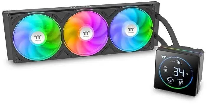 СВО Thermaltake TH360-S V3 (cl-w470-pl12sw-a), LCD, 4-pin, ARGB, 120мм, черный, retail
