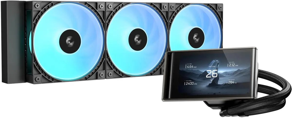 СВО DeepCool LT360 Vision ARGB (r-lt360vision-bkammc-g-1), LCD, 4-pin, ARGB, 120мм, черный, retail