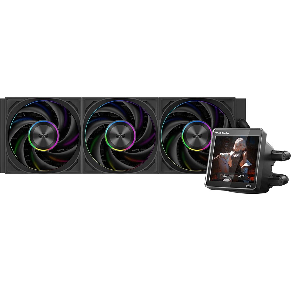 СВО PcCooler DT360 ARGB Display BK (300W, 360mm, LED temp., Black, Fans 3x120mm, 83.83CFM, 3000RPM/ Pump height)