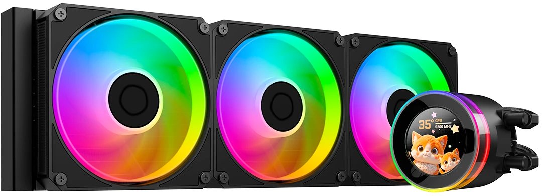 Комплект водяного охлаждения Id-cooling SL360 BLACK LGA20XX/1700/1200/115X/AM5/AM4 (4шт/кор,TDP 350W, PWM, LCD Display, TRIPLE FAN 120mm) RET