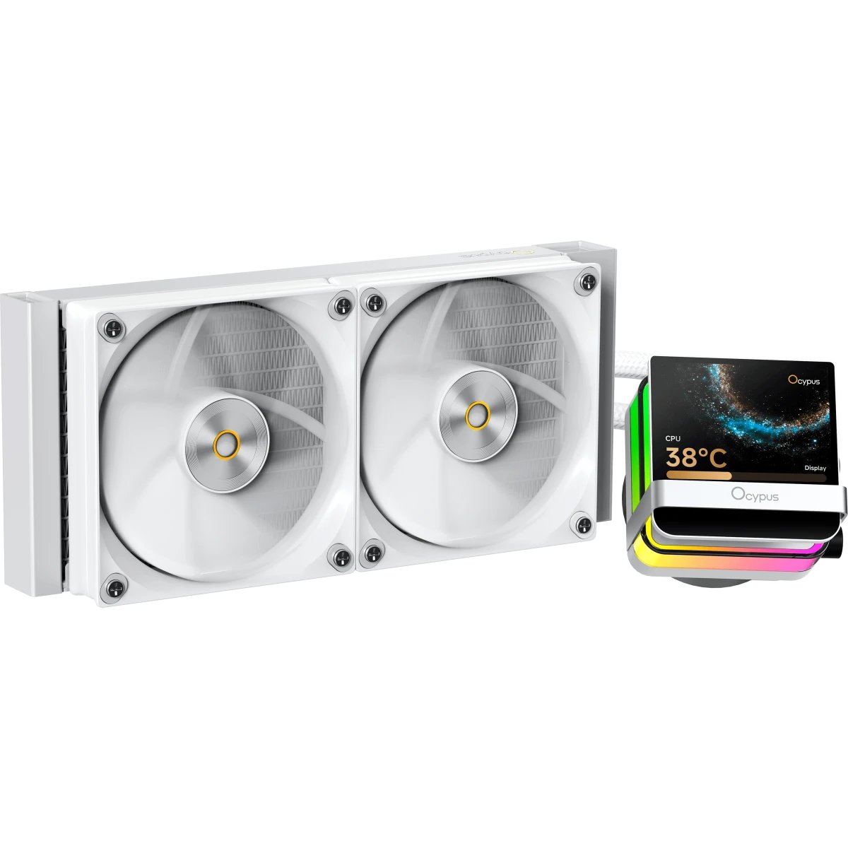 Вентилятор Ocypus Sigma L24 Pro WH, 240mm, LCD Pump, 2x120mm FDB fans, LGA115X/1200/1700/18XX, AM4/AM5