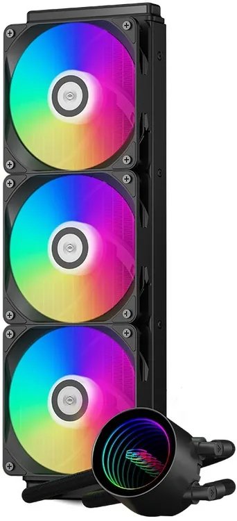 СВО PcCooler DA360 V2 ARGB BK (300W, 360mm, Black, Fans: 3x120mm, 80.74FM, 36.5dBA, 2000RPM/ Pump height 54.3mm)